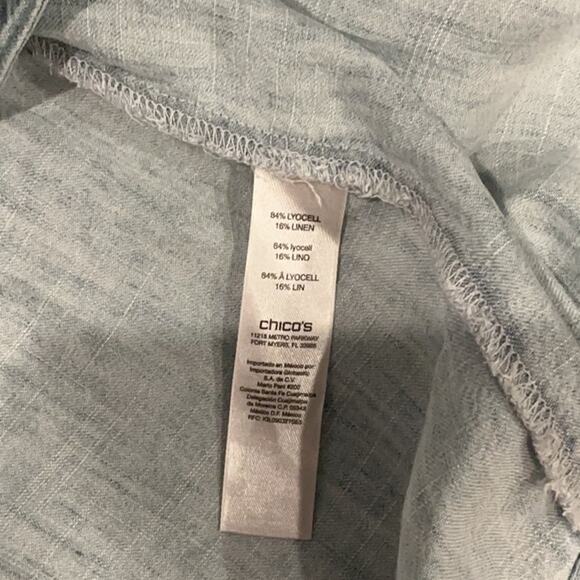 Chico's Light Blue Jean Jacket  Relaxed Fit Casual Cropped Length Size 1/Medium - Picture 8 of 8